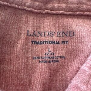 Lands End Mens L Traditional Fit Red Short Sleeve Supima Cotton Polo Shirt